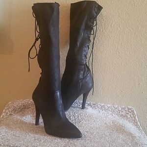 Suede black 17.5 high zipper boots